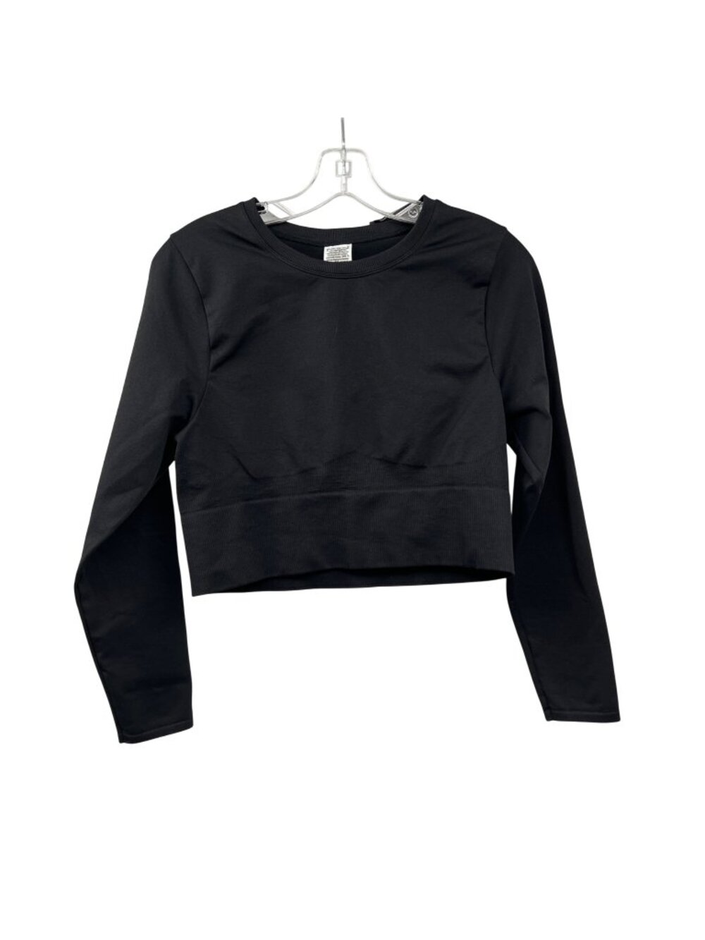 PINK Victoria's Secret Cropped Active Top Long Sleeve Black Womens Size XL